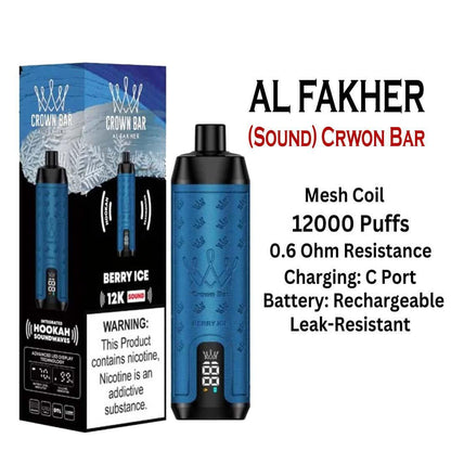 Al Fakher Crown Bar Sounds 12000 Puffs Disposable Vape Berry Ice Flavor