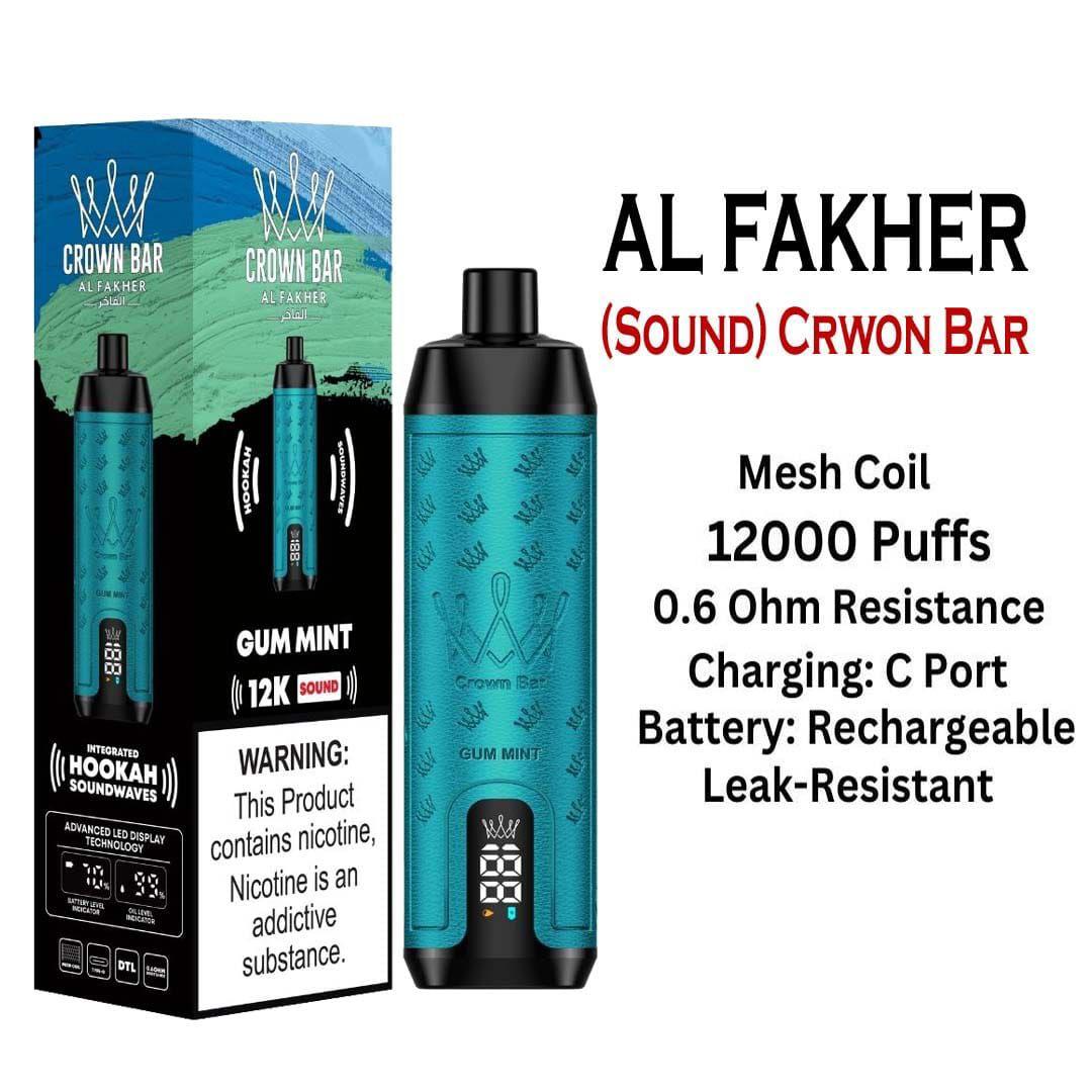 Al Fakher Crown Bar Sounds 12000 Puffs Disposable Vape Gum Mint Flavor