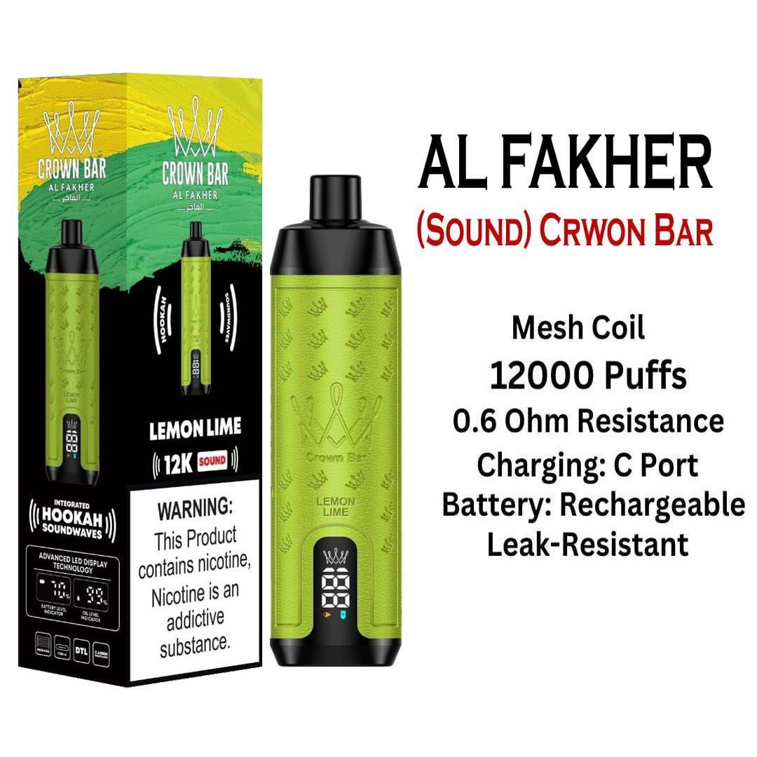Al Fakher Crown Bar Sounds 12000 Puffs Disposable Vape Lemon Lime Flavor