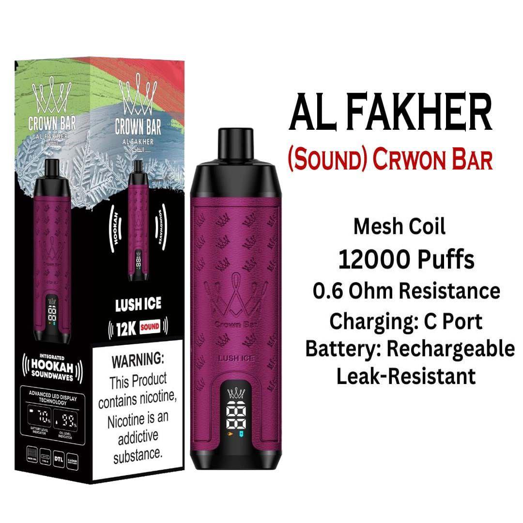 Al Fakher Crown Bar Sounds 12000 Puffs Disposable Vape Lush Ice Flavor