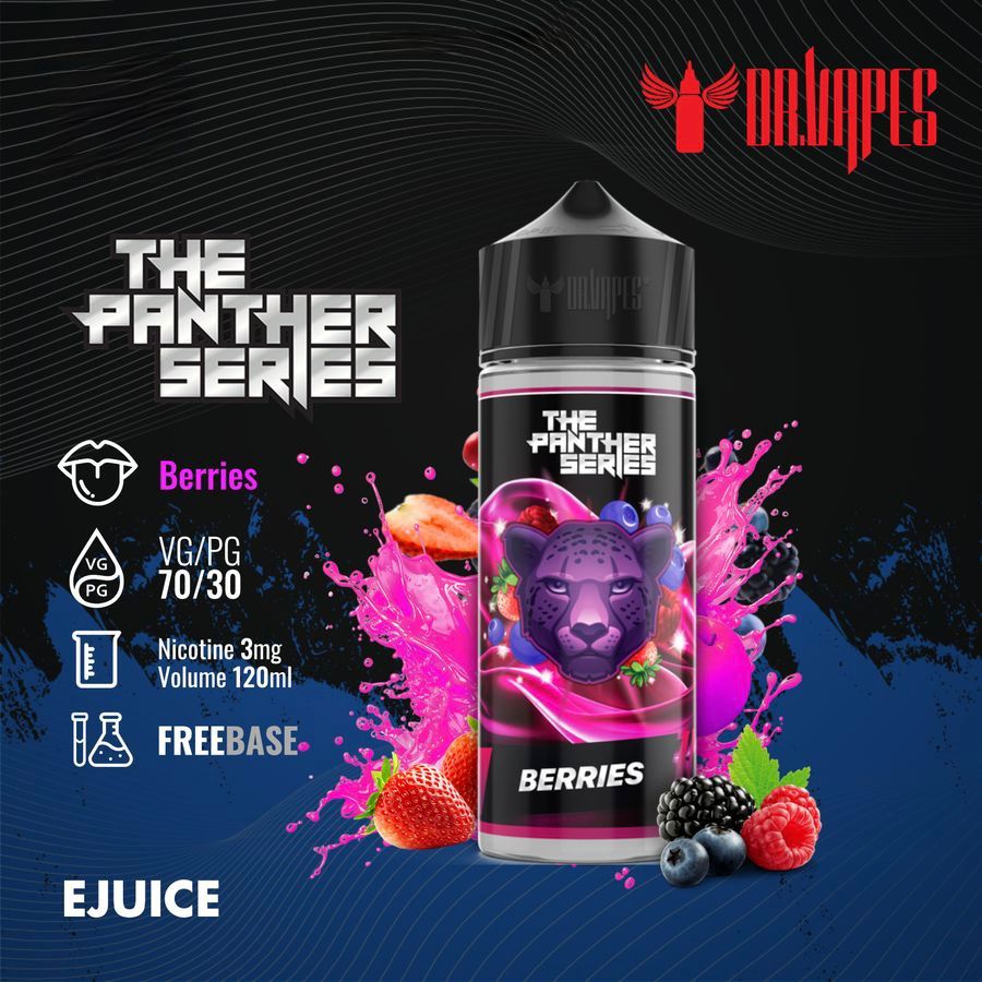 Dr Vapes 60ml & 120ml Panther Series e-liquid bottle Berries flavor