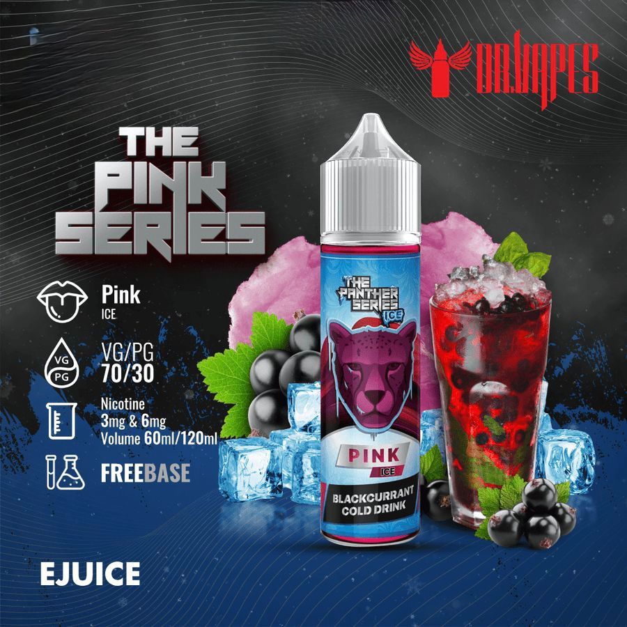 Dr Vapes 60ml & 120ml Panther Series e-liquid bottle Blackcurrant Cold Drink flavor