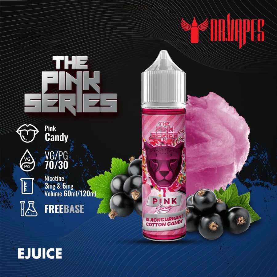 Dr Vapes 60ml & 120ml Panther Series e-liquid bottle Blackcurrant Cotton Candy flavor