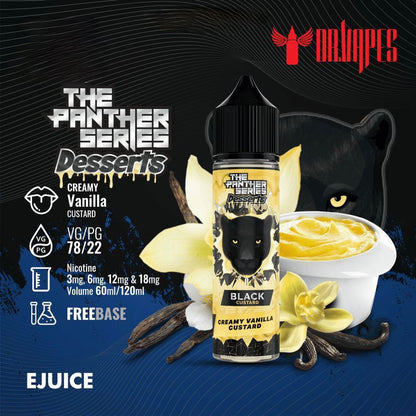 Dr Vapes 60ml & 120ml Panther Series e-liquid bottle Creamy Vanilla Custard flavor