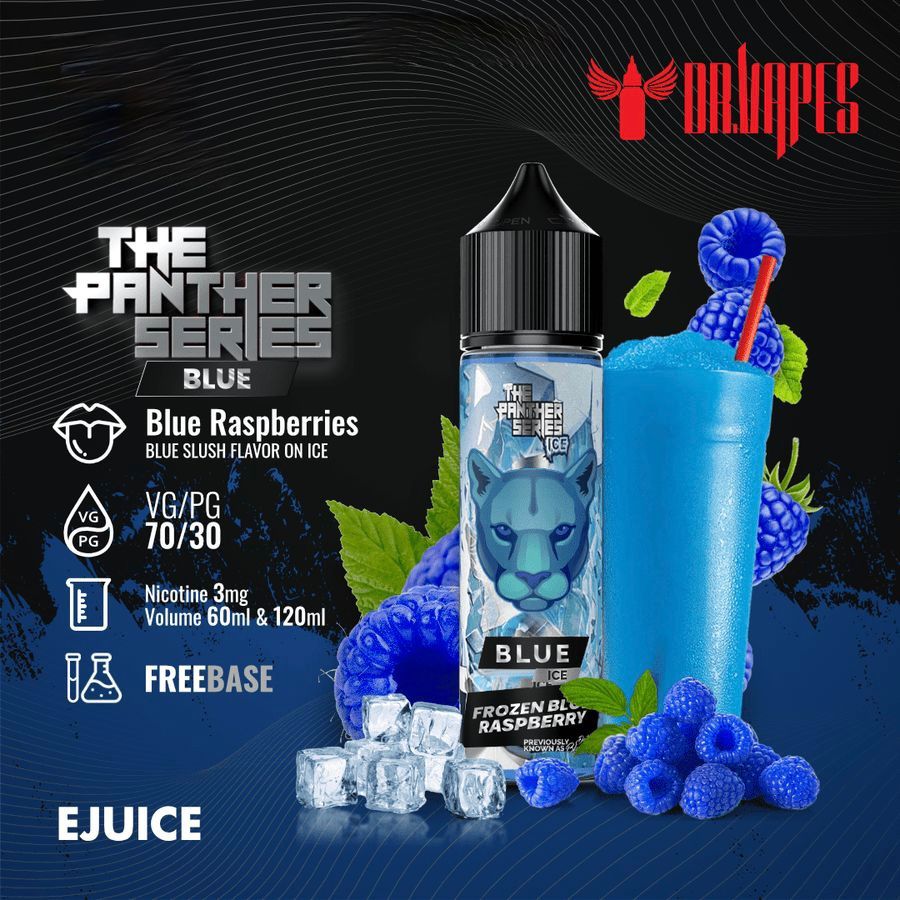 Dr Vapes 60ml & 120ml Panther Series e-liquid bottle Frozen Blue Raspberry flavor