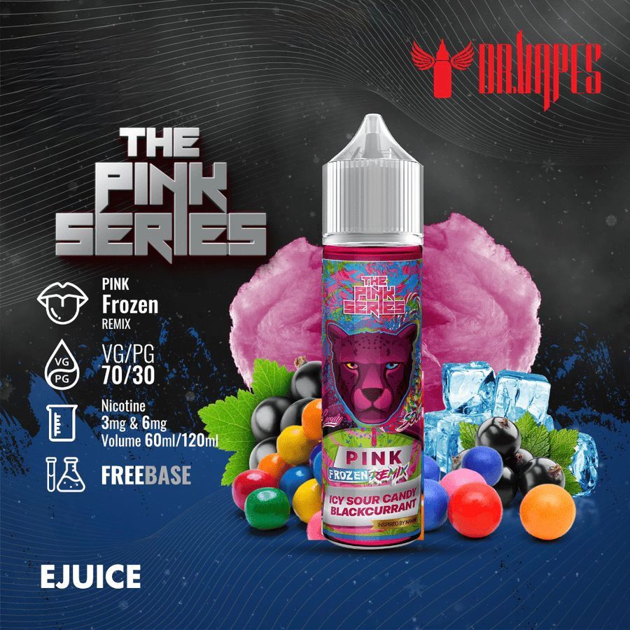 Dr Vapes 60ml & 120ml Panther Series e-liquid bottle Icy Sour Candy Blackcurrant flavor