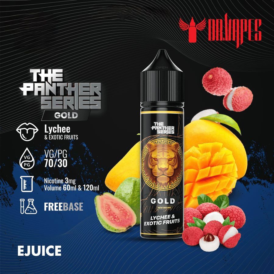 Dr Vapes 60ml & 120ml Panther Series e-liquid bottle Lychee & Exotic Fruits flavor