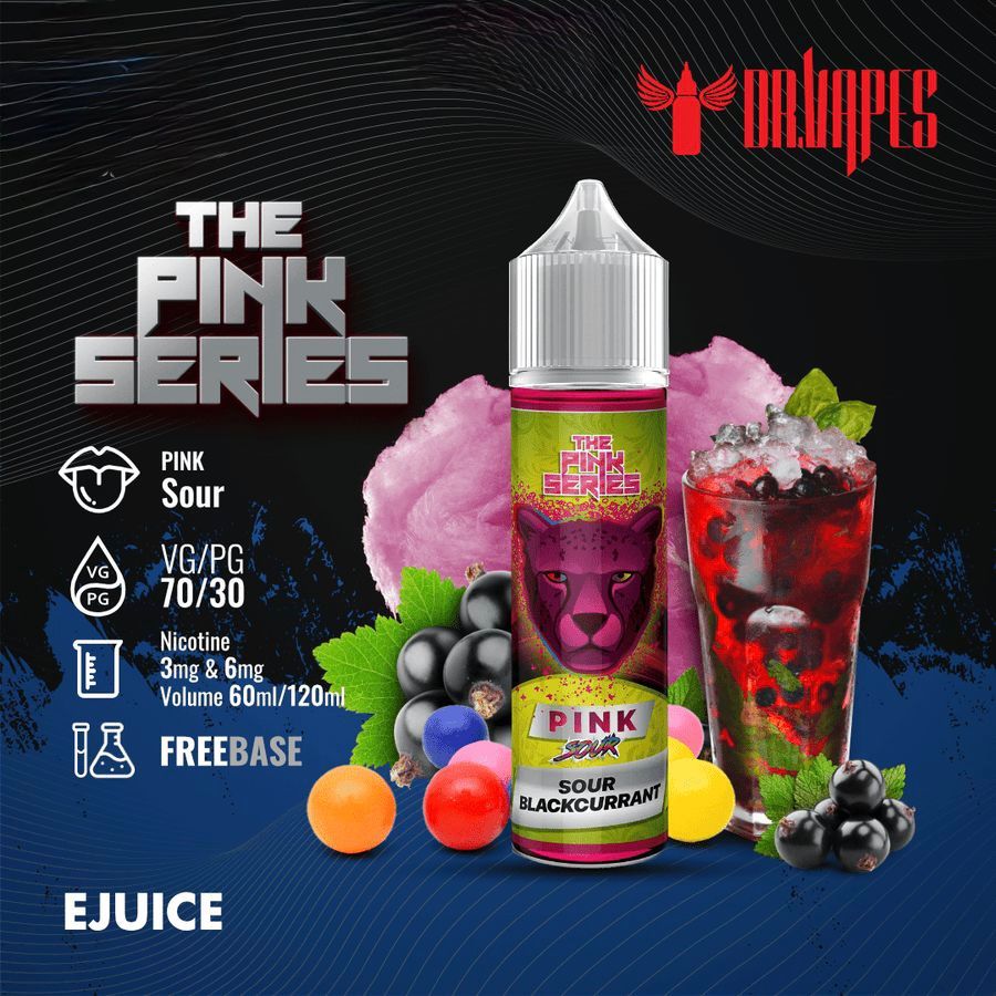 Dr Vapes 60ml & 120ml Panther Series e-liquid bottle Sour Blackcurrant flavor 