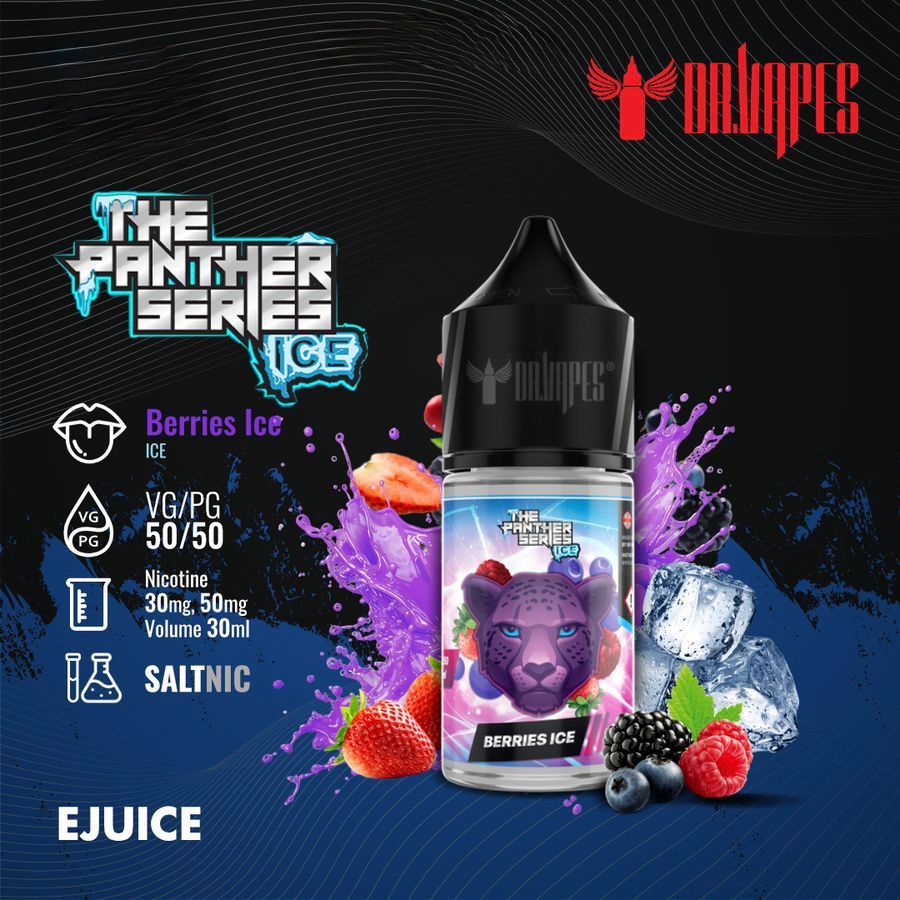 Dr Vapes Panther Series 30ml Salt Nic 30mg & 50mg Berries Ice flavor bottle
