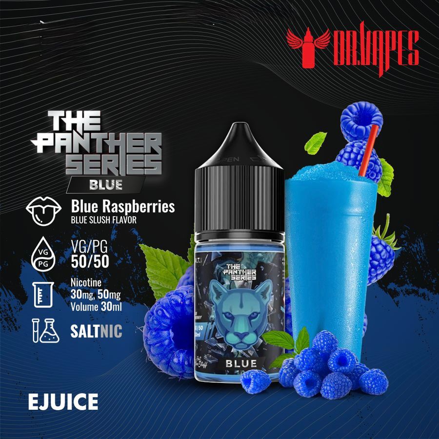 Dr Vapes Panther Series 30ml Salt Nic 30mg & 50mg Blue Raspberries flavor bottle