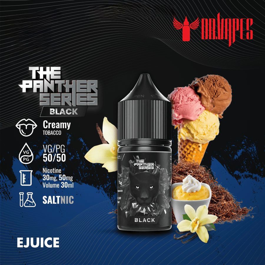 Dr Vapes Panther Series 30ml Salt Nic 30mg & 50mg Creamy Tobacco flavor bottle