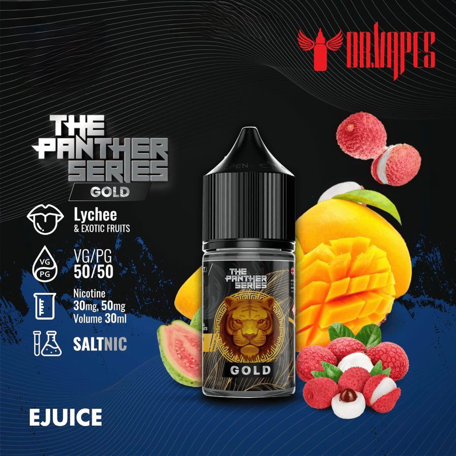 Dr Vapes Panther Series 30ml Salt Nic 30mg & 50mg Lychee Exotic Fruits flavor bottle
