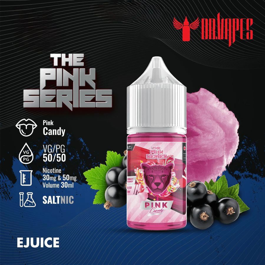 Dr Vapes Panther Series 30ml Salt Nic 30mg & 50mg Pink Candy flavor bottle