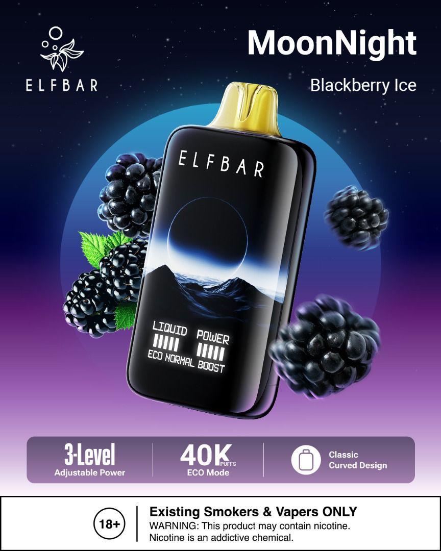 ELFBar MoonNight 40000 Puffs Disposable Vape Blueberry Ice Flavors
