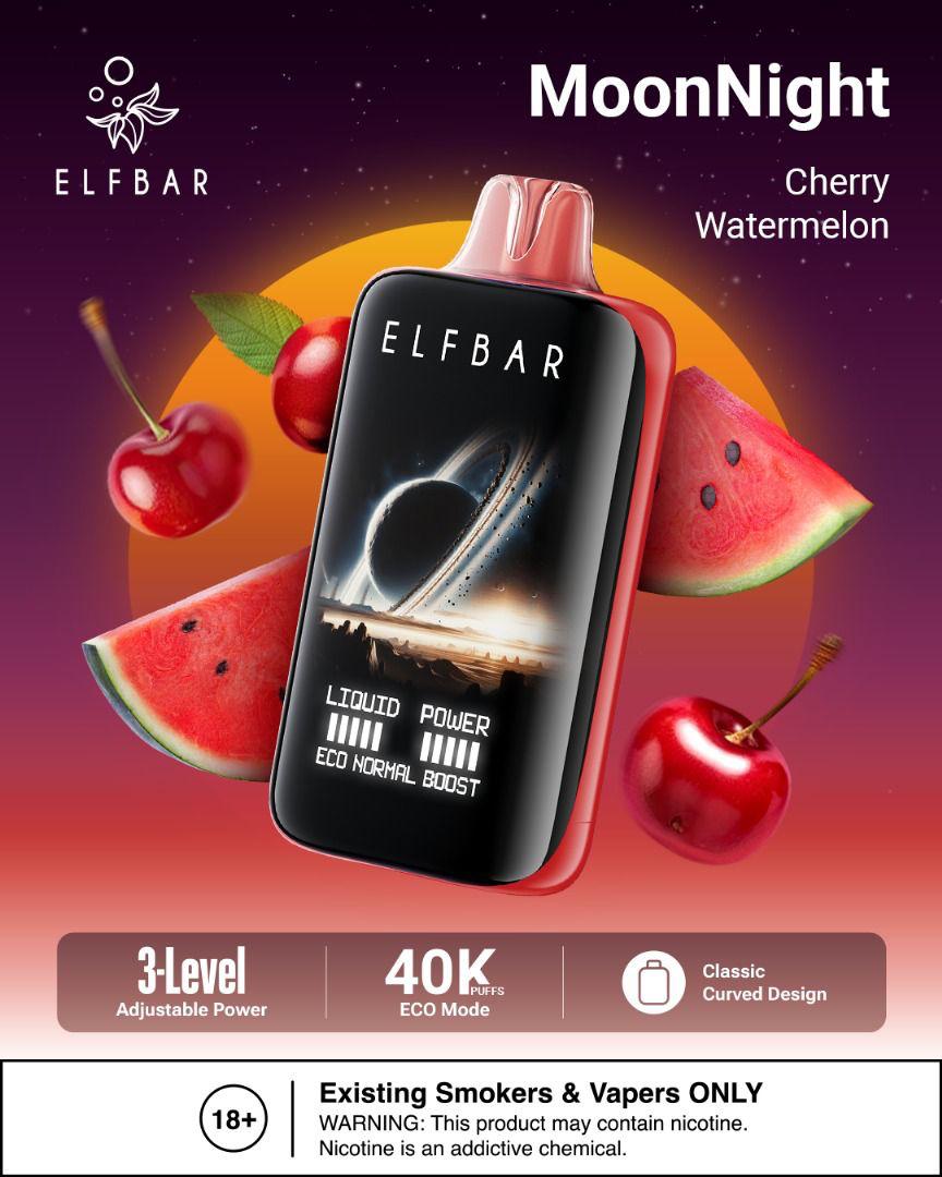 ELFBar MoonNight 40000 Puffs Disposable Vape Cherry Watermelon Flavors