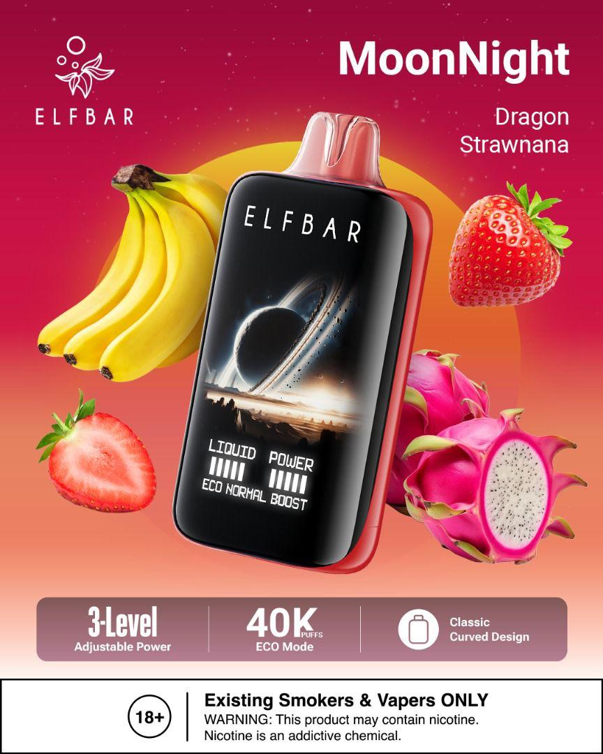 ELFBar MoonNight 40000 Puffs Disposable Vape Dragon Strawnana Flavors