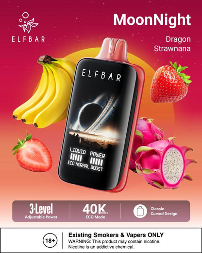 ELFBar MoonNight 40000 Puffs Disposable Vape Dragon Strawnana Flavors