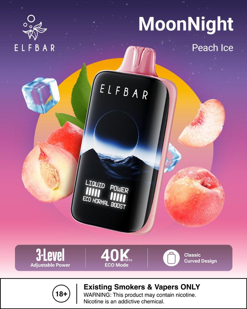 ELFBar MoonNight 40000 Puffs Disposable Vape Peach Ice Flavors