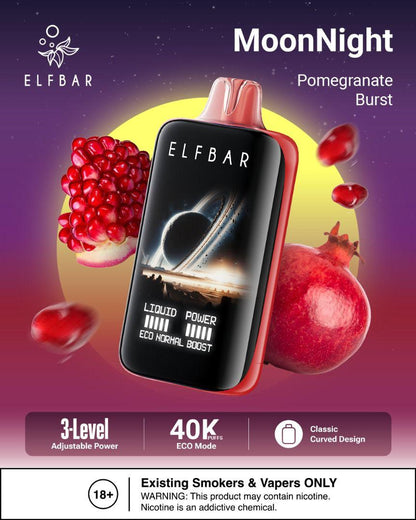 ELFBar MoonNight 40000 Puffs Disposable Vape Pomegranate Burst Flavors