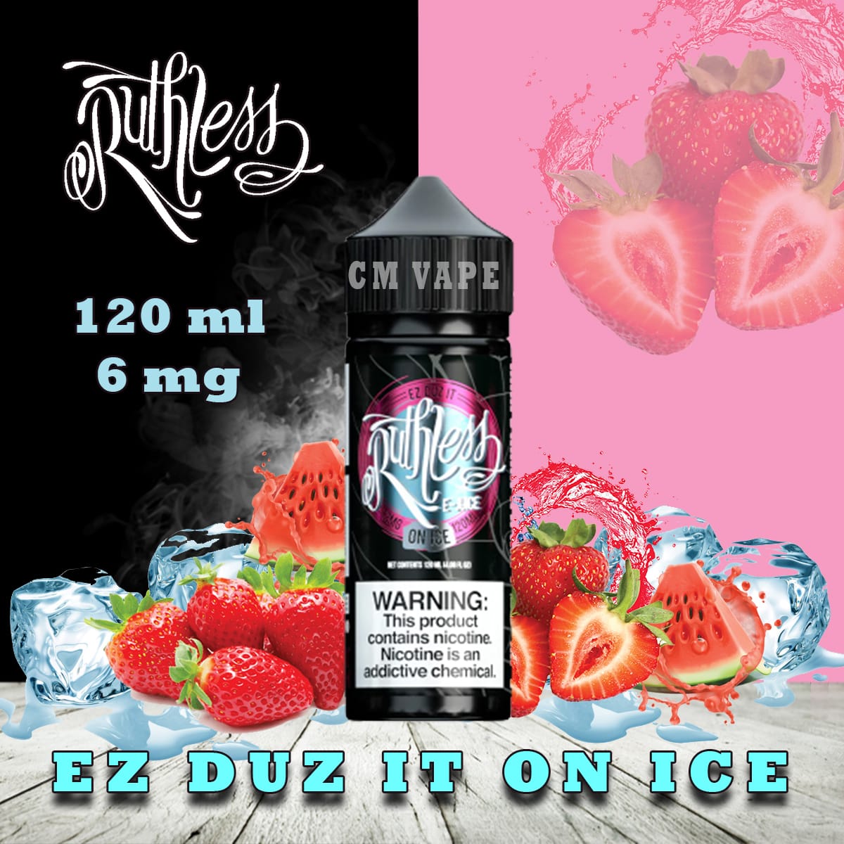 Ruthless 120 ml Freebase e‑Liquids 3 mg and 6 mg