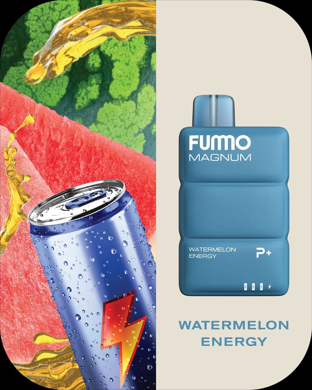 Fummo Magnum 8000 Puffs Disposable Vape 20mg Nicotine with Watermelon Energy Flavor