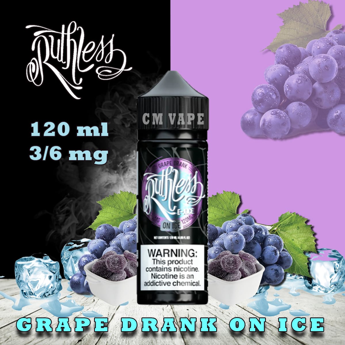 Ruthless 120 ml Freebase e‑Liquids 3 mg and 6 mg
