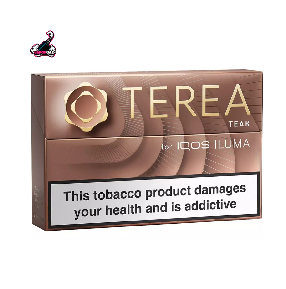 IQOS TEREA Switzerland Teak flavor pack on a white background