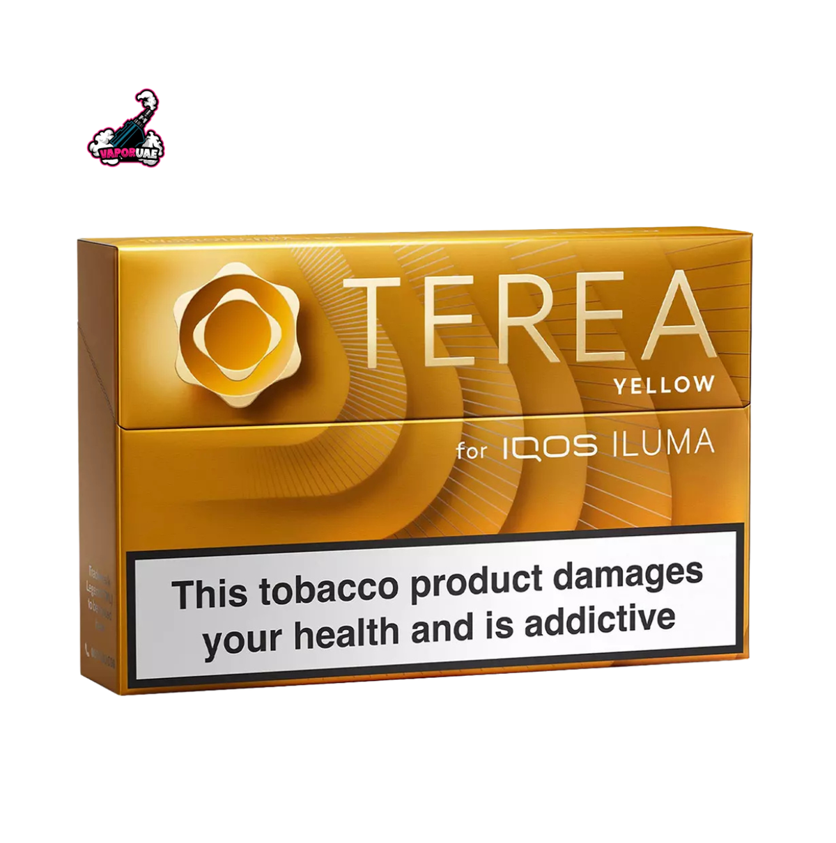 IQOS TEREA Switzerland Yellow flavor pack on a white background