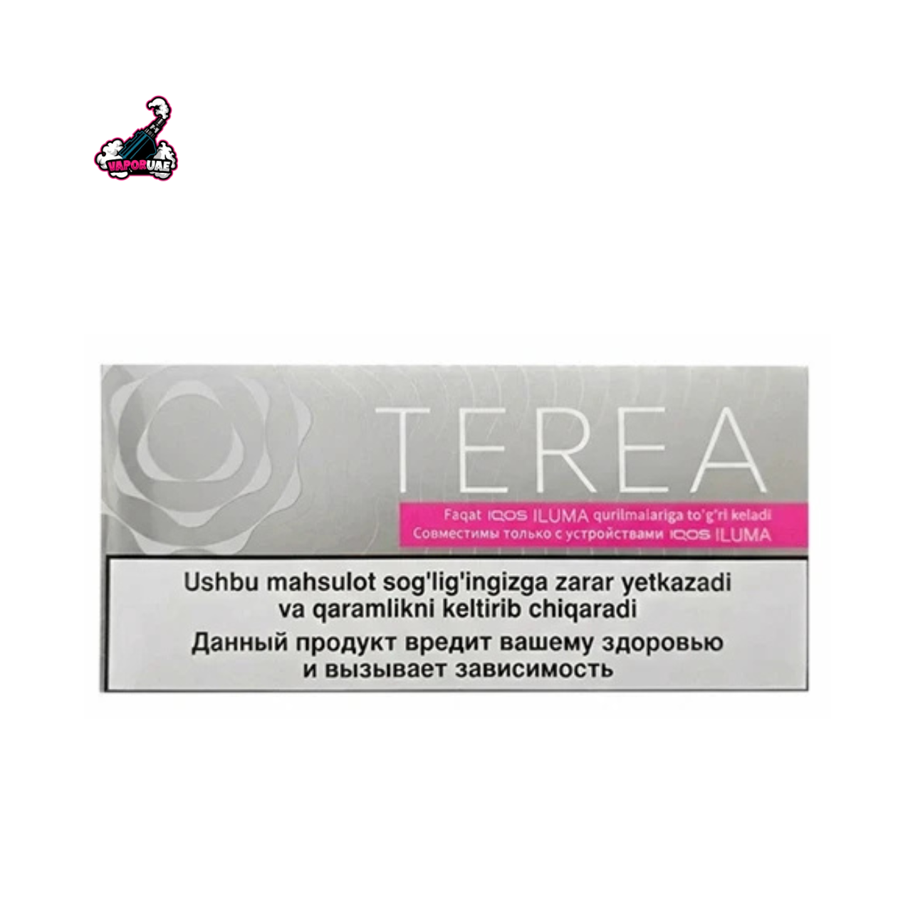 IQOS TEREA Uzbekistan Silver flavor pack on a white background