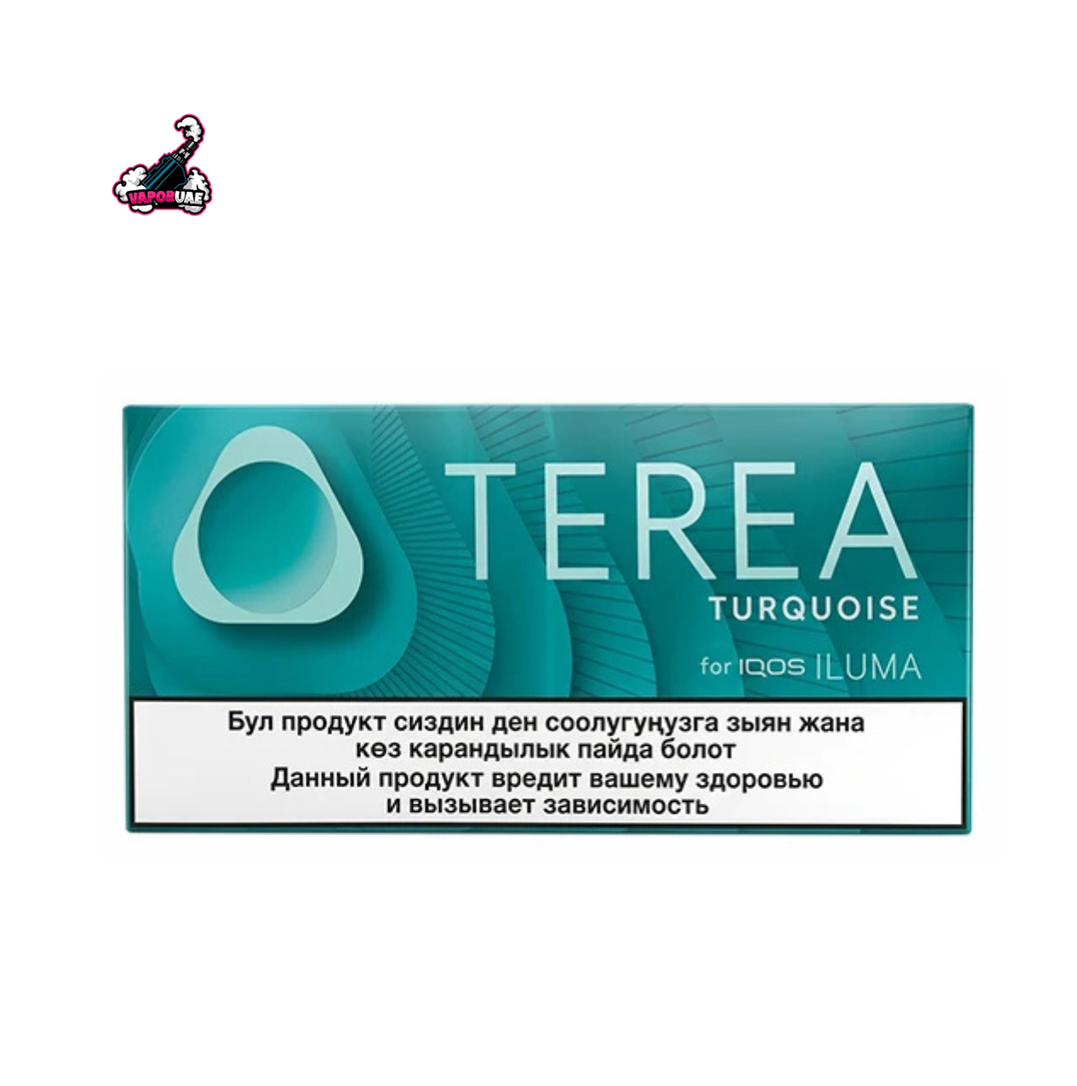 IQOS TEREA Uzbekistan Turquoise flavor pack on a white background