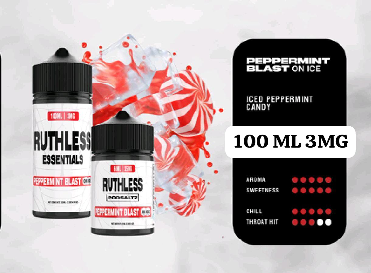 Ruthless 120 ml Freebase e‑Liquids 3 mg and 6 mg