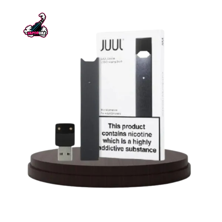 JUUL Device Kit | JUUL 1 Pod Compatible device & pack on a white background