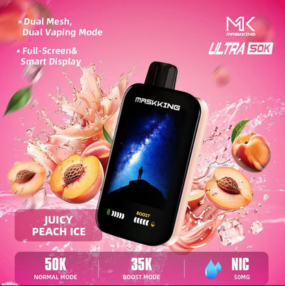 Maskking Ultra 50K Puffs Disposable Vape Juicy Peach Ice Flavor Device