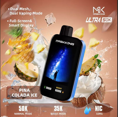 Maskking Ultra 50K Puffs Disposable Vape Pina Colada Ice Flavor Device