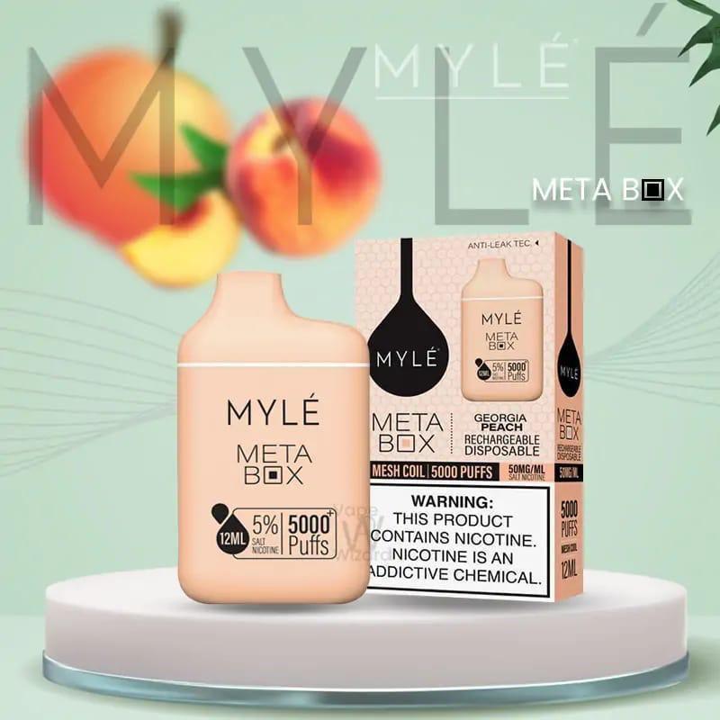 MYLE Meta Box 5000 Puffs Disposable Vape Georgia Peach Flavor