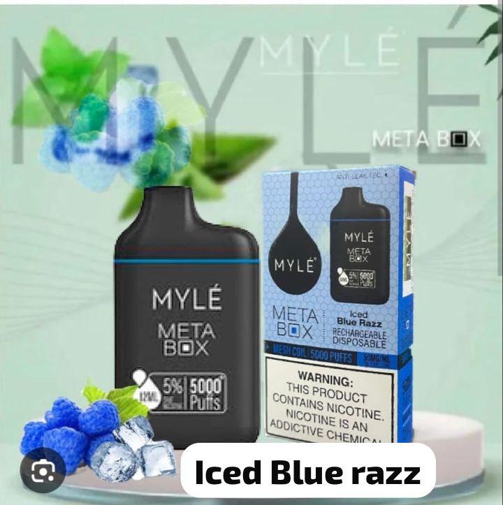 MYLE Meta Box 5000 Puffs Disposable Vape Iced Blue Razz Flavor