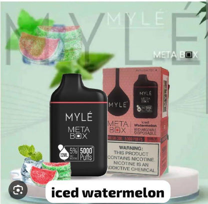 MYLE Meta Box 5000 Puffs Disposable Vape Iced Watermelon Flavor