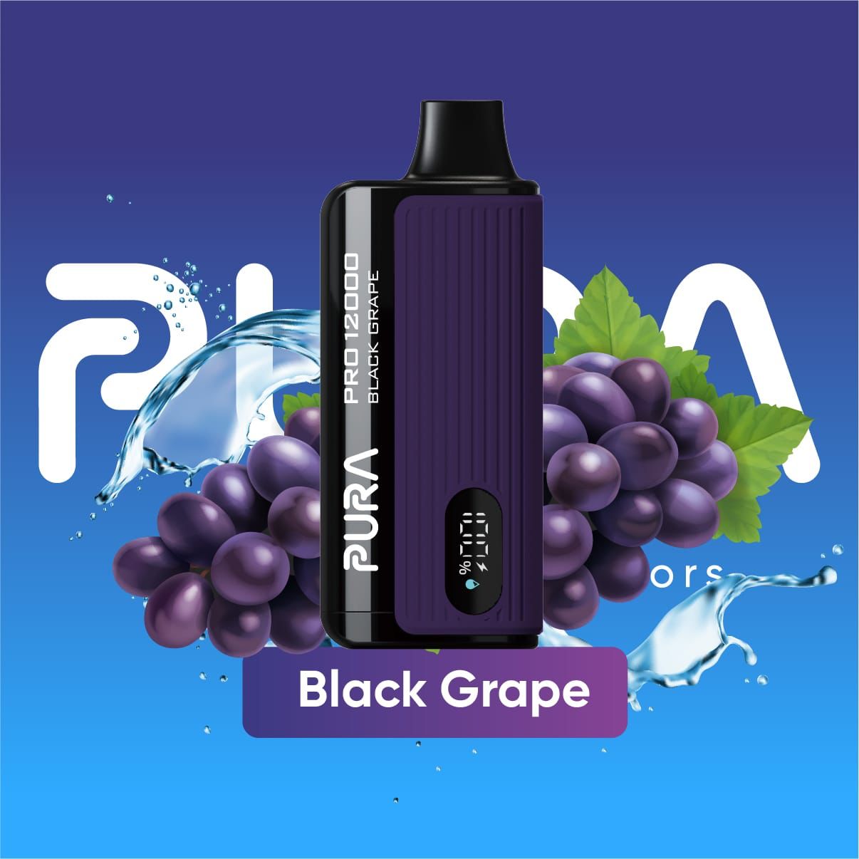 PURA Pro 12000 Puffs Disposable Vape device Black Grape flavor