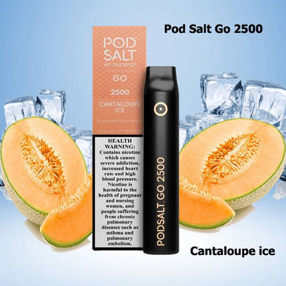 Pod Salt Go 2500 Puffs Disposable Vape Cantaloupe Ice Flavor