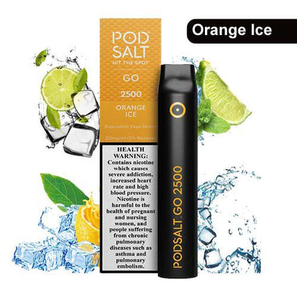 Pod Salt Go 2500 Puffs Disposable Vape Orange Ice Flavor