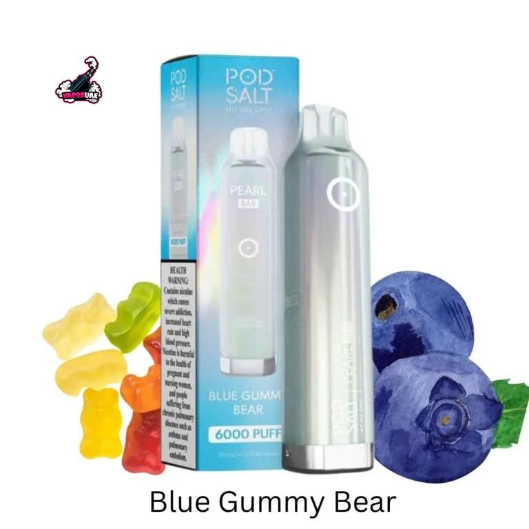 Pod Salt Pearl Bar 6000 Puffs Disposable Vape 20mg Nicotine in Blue Gummy Bear flavors
