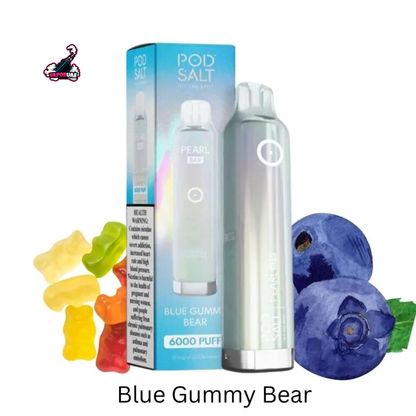 Pod Salt Pearl Bar 6000 Puffs Disposable Vape 20mg Nicotine in Blue Gummy Bear flavors