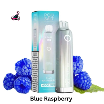 Pod Salt Pearl Bar 6000 Puffs Disposable Vape 20mg Nicotine in Blue Raspberry flavors