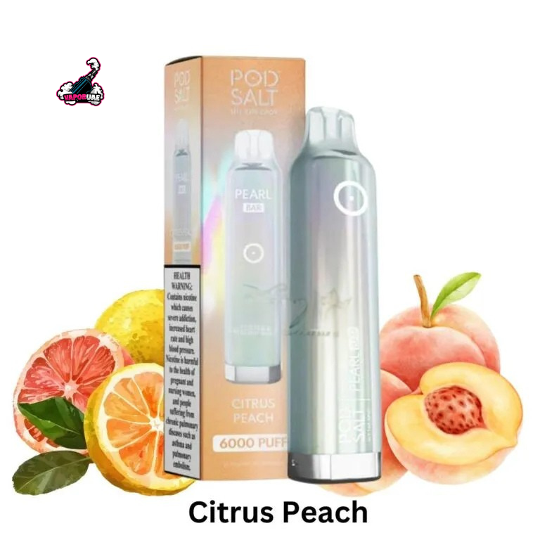 Pod Salt Pearl Bar 6000 Puffs Disposable Vape 20mg Nicotine in Citrus Peach flavors