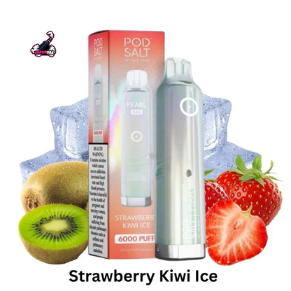 Pod Salt Pearl Bar 6000 Puffs Disposable Vape 20mg Nicotine in Strawberry Kiwi flavors
