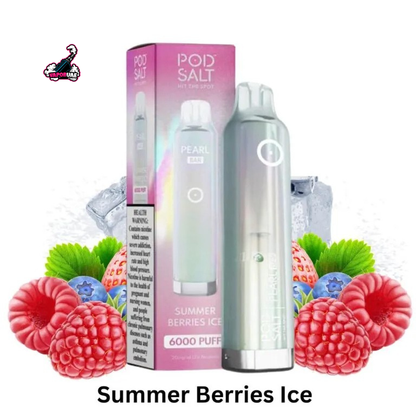 Pod Salt Pearl Bar 6000 Puffs Disposable Vape 20mg Nicotine in Summer Berries Ice flavors