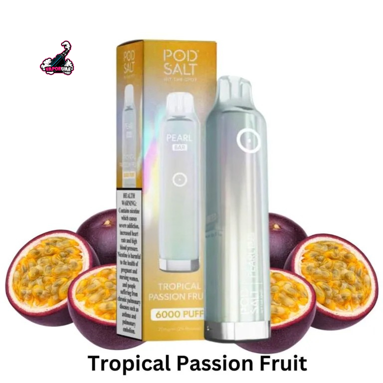 Pod Salt Pearl Bar 6000 Puffs Disposable Vape 20mg Nicotine in Tropical Passion Fruit flavors