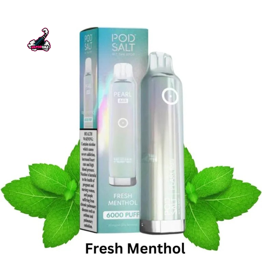 Pod Salt Pearl Bar 6000 Puffs Disposable Vape 20mg Nicotine in fresh menthol flavors