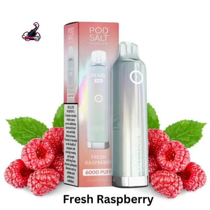 Pod Salt Pearl Bar 6000 Puffs Disposable Vape 20mg Nicotine in fresh raspberry flavors