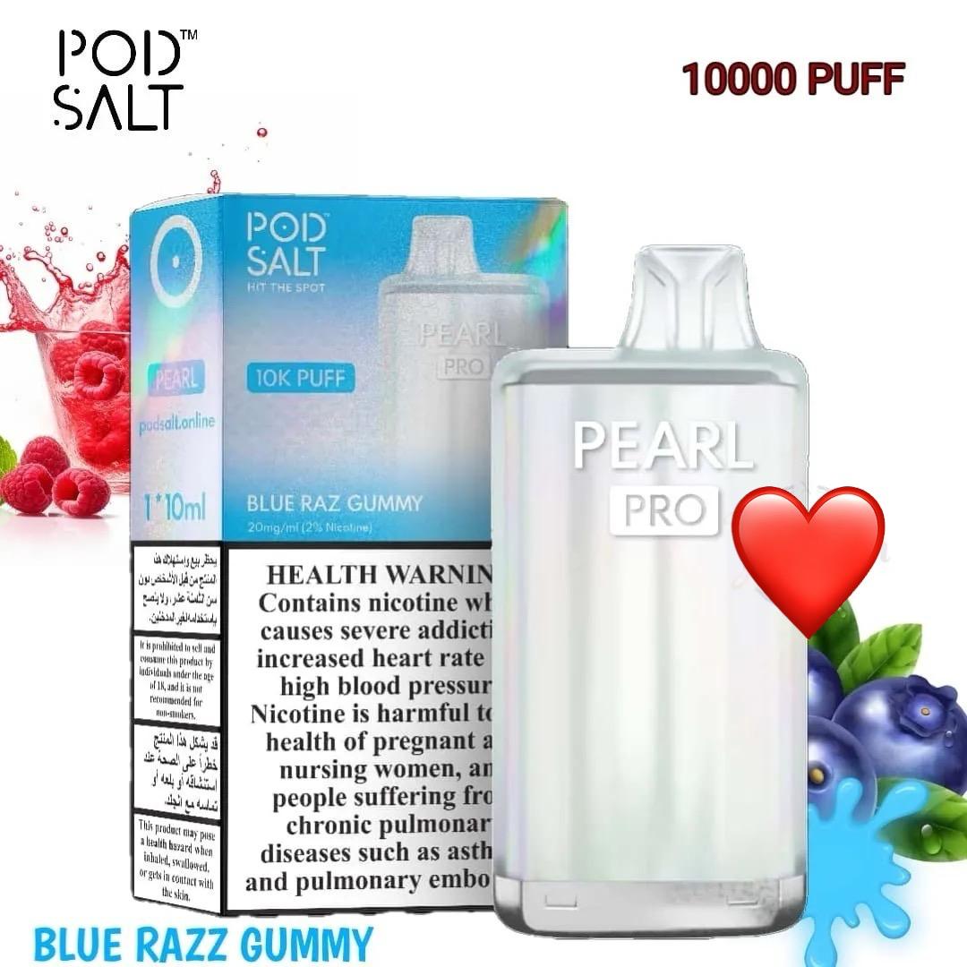 Pod Salt Pearl Pro 10000 Puffs Disposable Vape device Blue Razz Gummy flavor